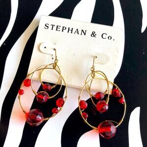 3 for $30 Stephan & Co. Red and Gold Hoop Earrings